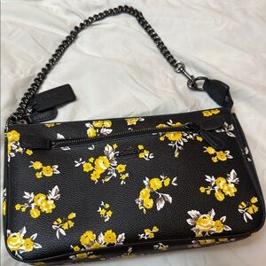 Coach Black and Yellow Floral Clutch